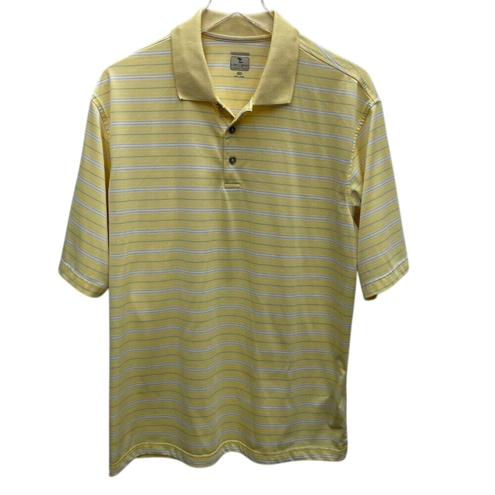 Lone Cypress by Pebble Beach Yellow Stripe Men’s Golf Polo Size Large